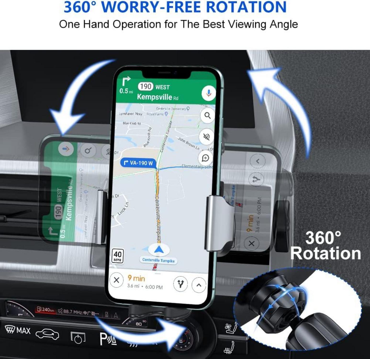 Handyhalterung Auto 360° Drehbar KFZ Smartphone Halter fürs Lüftung