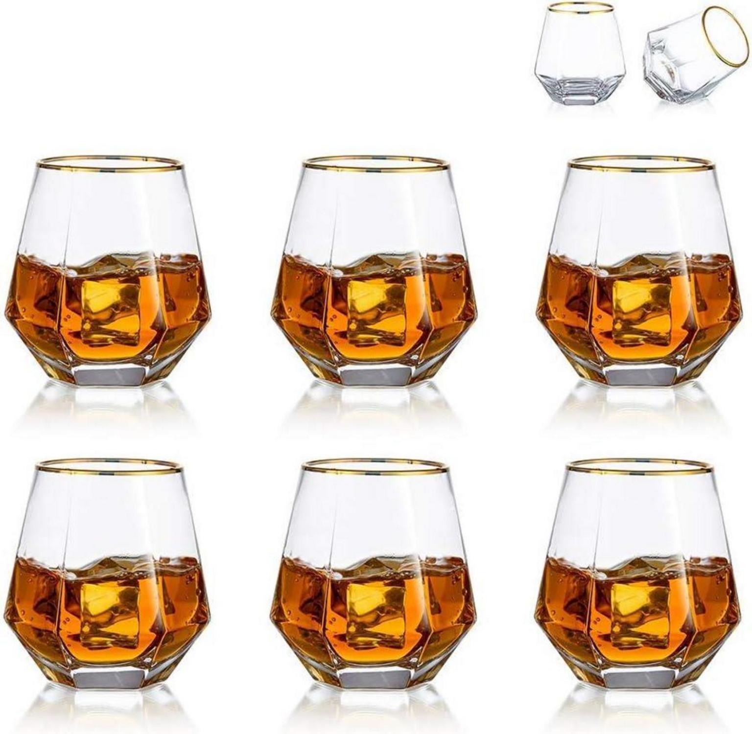 Diamond Whisky Glasses 6er-Set Gekipptes Scotchglas 300 Ml Whiskyglas