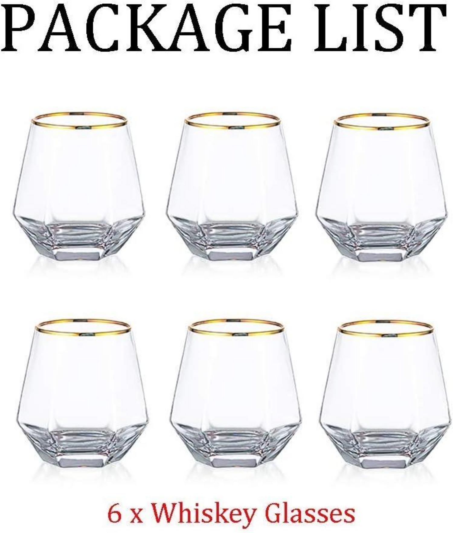 Diamond Whisky Glasses 6er-Set Bourbon Tumbler Klar Goldrand 6