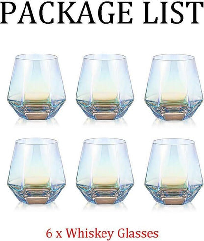 Diamond Whisky Glasses 6er-Set 300ml - Moderne Whiskygläser für Männer und
