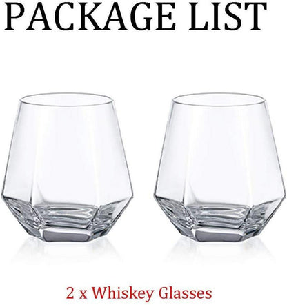 Diamond Whisky Glasses 2er Set 300ml für Männer Frauen Bourbon Rum Tumbler