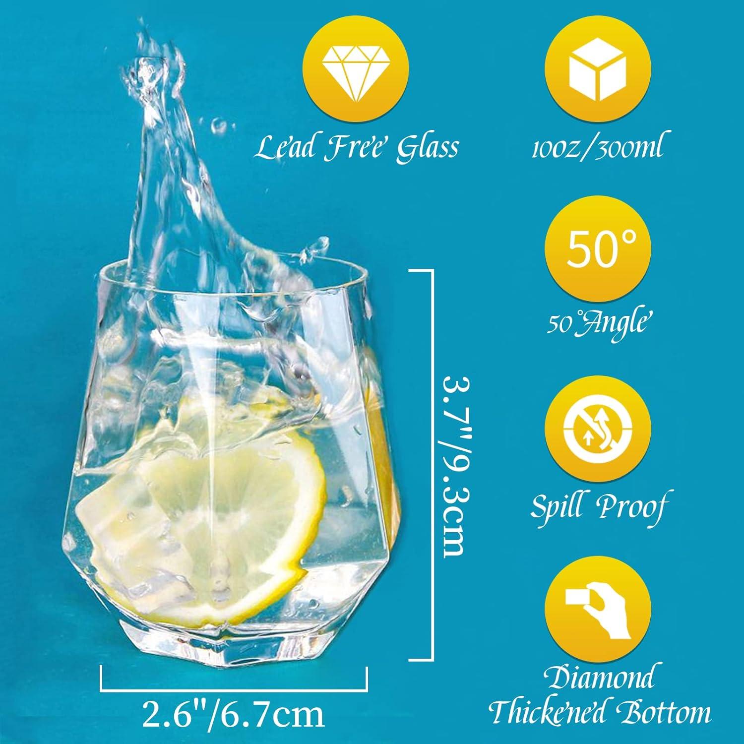 Diamond Whisky Glasses 2er-Set Scotchglas 300 Ml Moderner Look Männer Frauen Ehemann Freunde Bourbon Rum Bar Tumbler