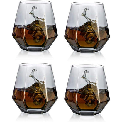 Whiskygläser 4er-Set Rauchgrau Gekippt Geometrisch 300ml