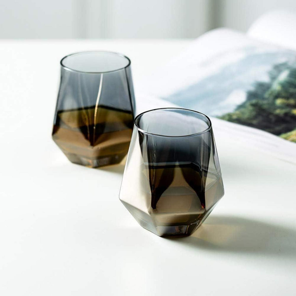 Whiskygläser 4er-Set Rauchgrau Gekippt Geometrisch 300ml
