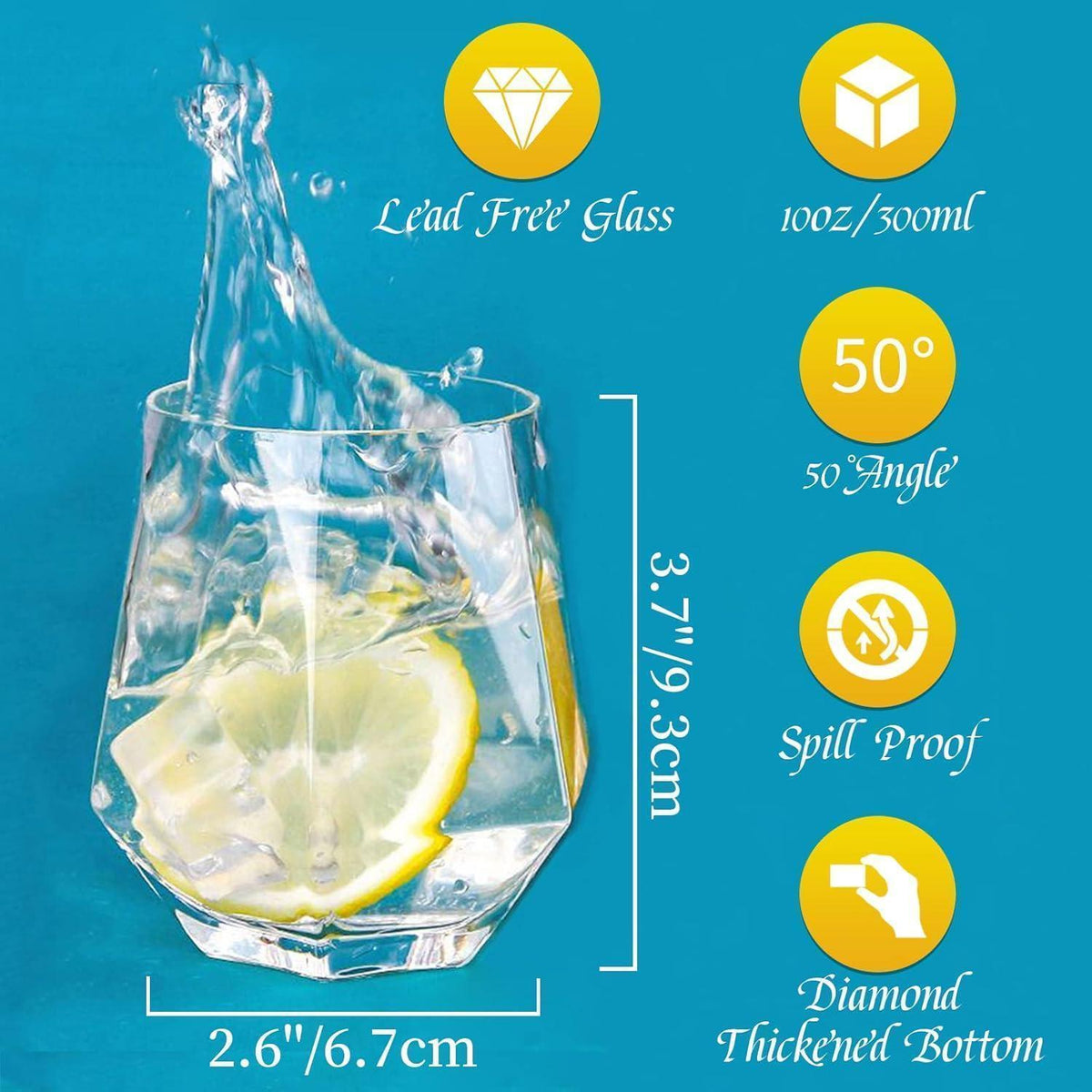 Whiskygläser 4er-Set Rauchgrau Gekippt Geometrisch 300ml