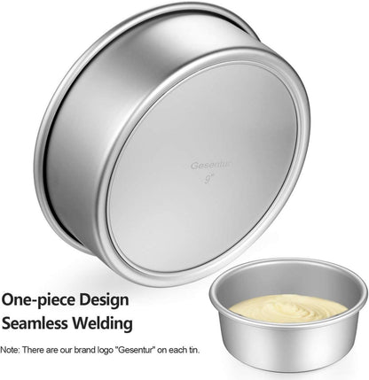 Gesentur Kuchenform Rund Eloxiertes Aluminium Antihaftbeschichtung 3 Größen 13.7/19.7/25cm Silber