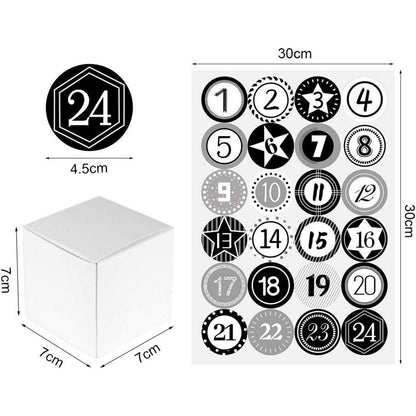 Adventskalender zum Befüllen 24 Stück mit Zahlenaufklebern