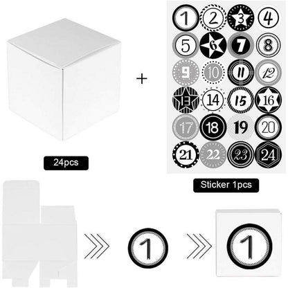 Adventskalender zum Befüllen 24 Stück mit Zahlenaufklebern