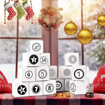 Adventskalender zum Befüllen 24 Stück mit Zahlenaufklebern