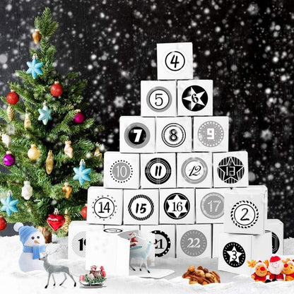 Adventskalender zum Befüllen 24 Stück mit Zahlenaufklebern