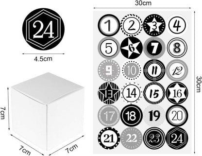 Adventskalender zum Befüllen 24 Stück mit Zahlenaufklebern