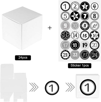 DIY Adventskalender zum Befüllen 24 Adventsboxen Weiß 7x7cm