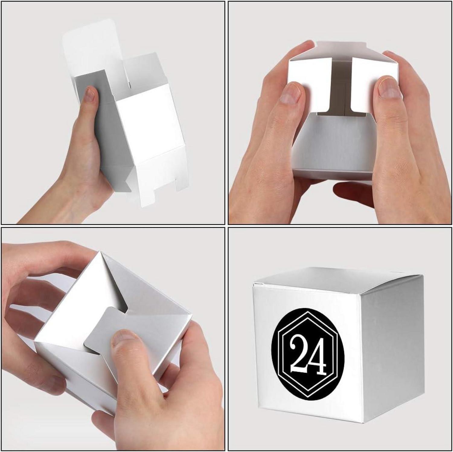 Adventskalender Boxen 24 Geschenkbox DIY Weihnachts-Set Silber
