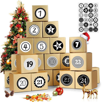 Adventskalender Boxen Set mit Zahlenaufklebern, DIY