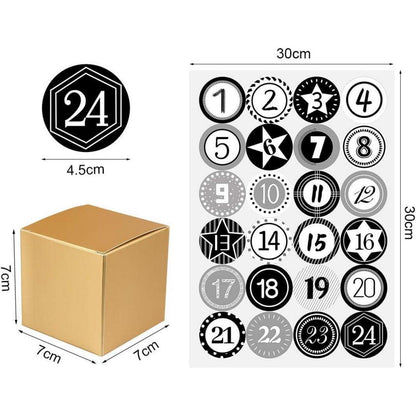 Adventskalender Boxen Set mit Zahlenaufklebern, DIY