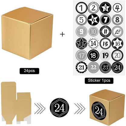 Adventskalender Boxen Set mit Zahlenaufklebern, DIY