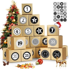 Adventskalender zum Befüllen mit Zahlenaufklebern und Goldenen Boxen