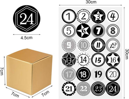 Adventskalender Boxen Set mit Zahlenaufklebern, DIY