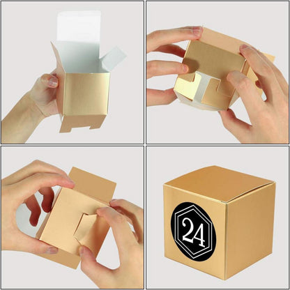Adventskalender zum Befüllen mit Zahlenaufklebern und Goldenen Boxen