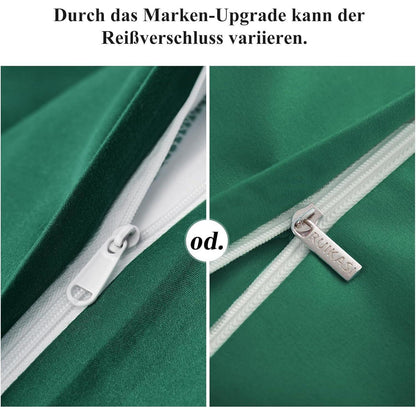 Bettwäsche 200x220 Grün 3tlg Mikrofaser Set Bügelfrei