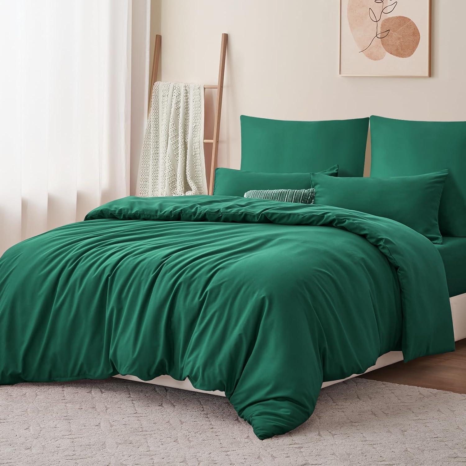 Bettwäsche 200x220 Grün 3tlg Mikrofaser Set Bügelfrei