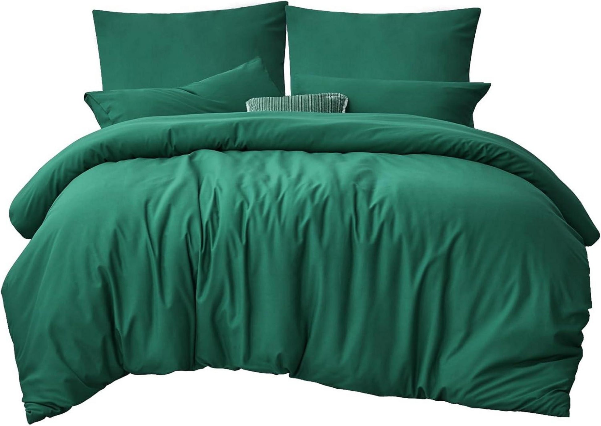Grüne Bettwäsche 200x220cm Set - Mikrofaser, 3-teilig, Reißverschluss, Weich