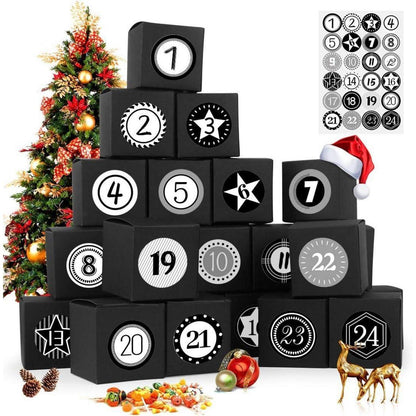 Adventskalender zum Befüllen 24er Set Schwarz mit
