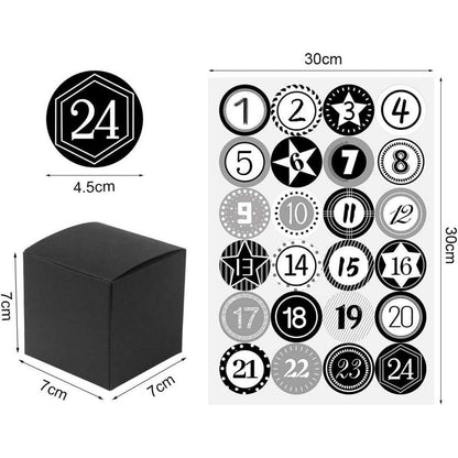 Adventskalender zum Befüllen 24er Set Schwarz mit