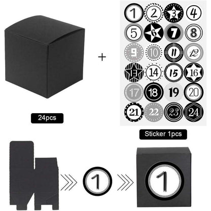 Adventskalender zum Befüllen 24er Set Schwarz mit