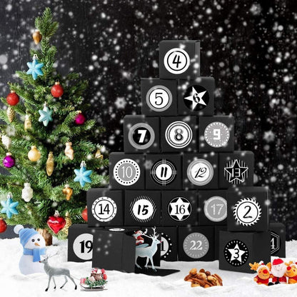 Adventskalender zum Befüllen 24er Set Schwarz mit