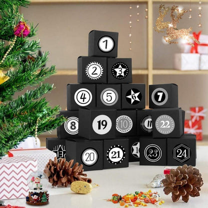 Adventskalender zum Befüllen 24er Set Schwarz mit