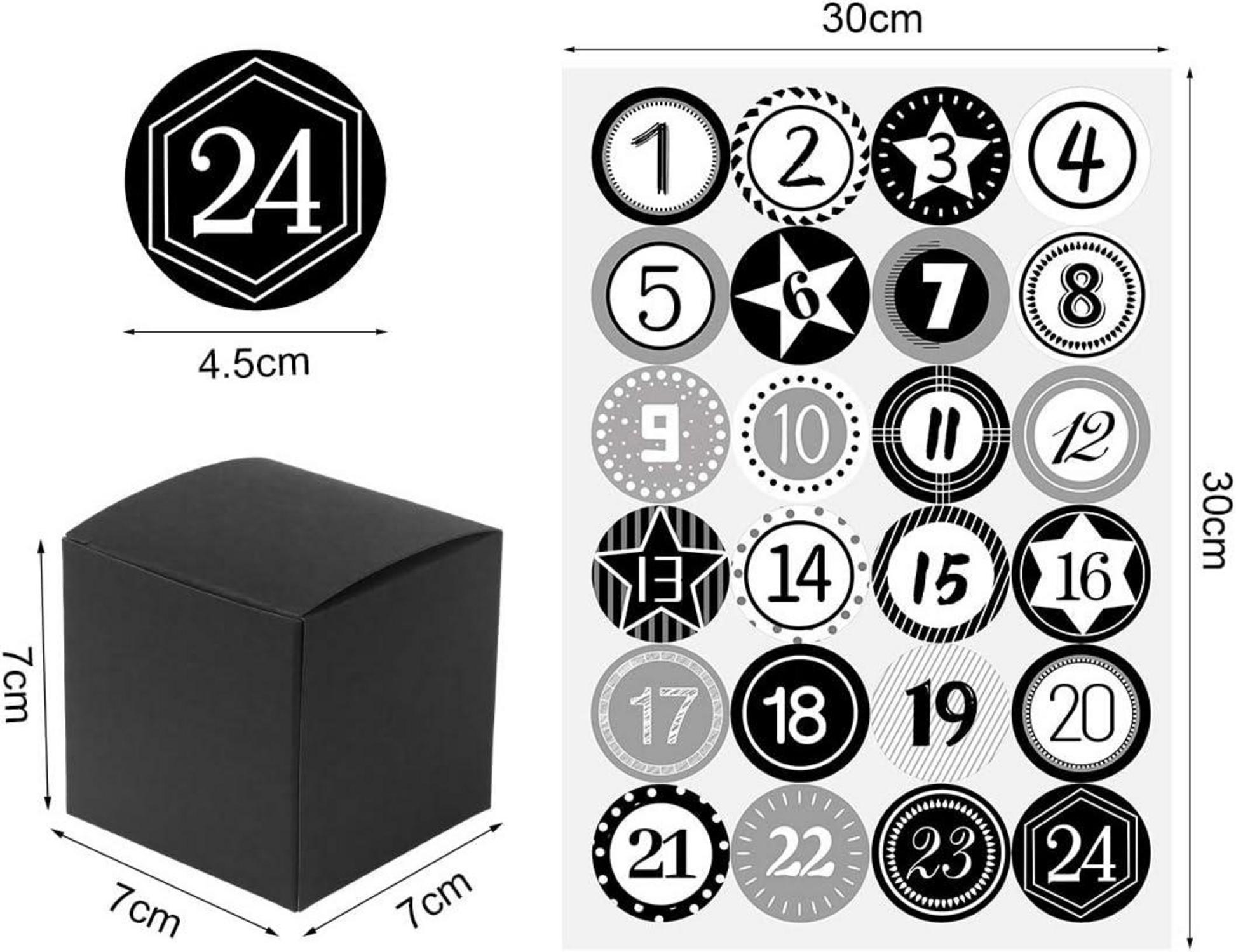 Adventskalender zum Befüllen 24er Set Schwarz mit