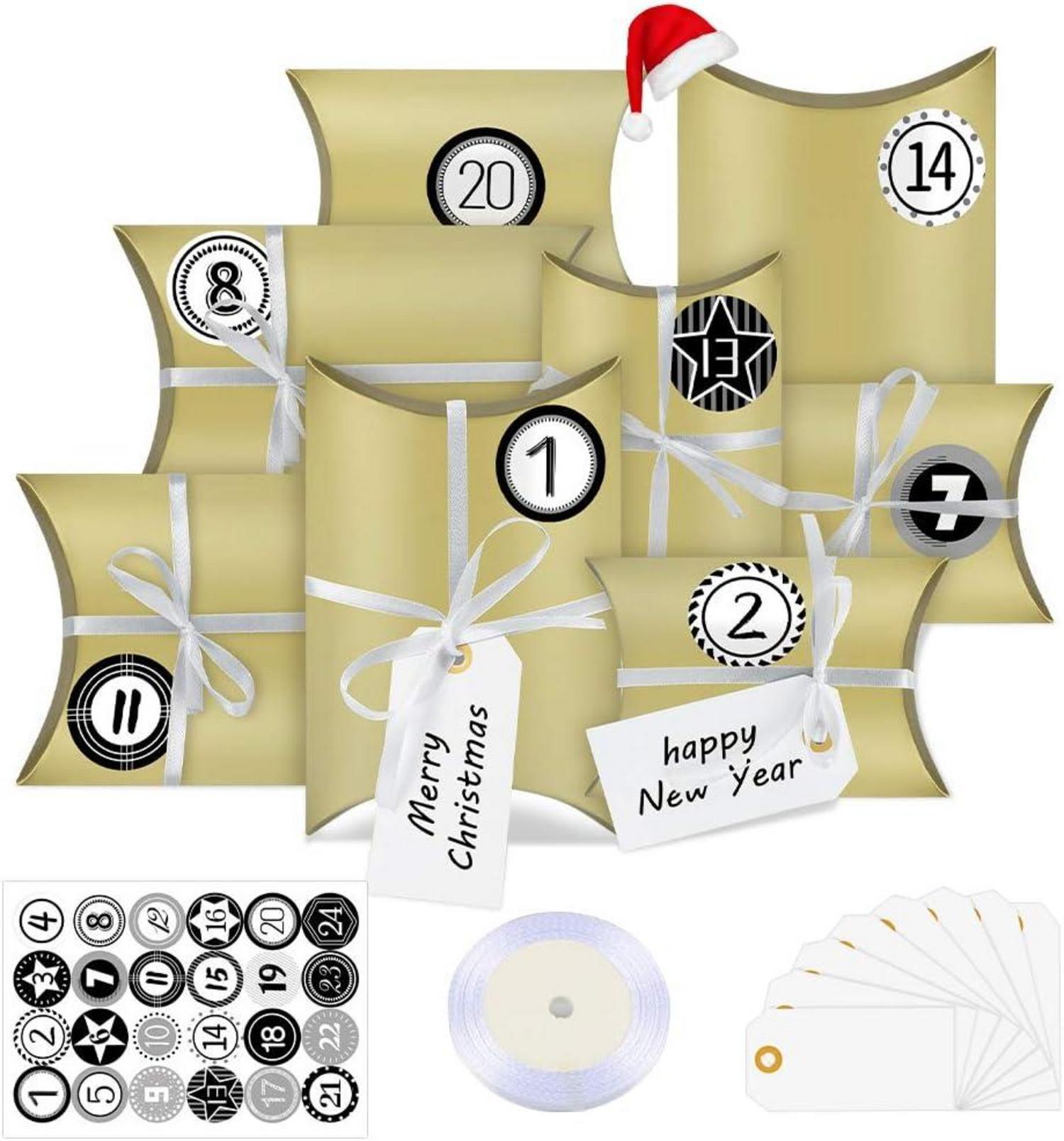DIY Weihnachts-Adventskalender Set mit 24 Boxen und Aufklebern