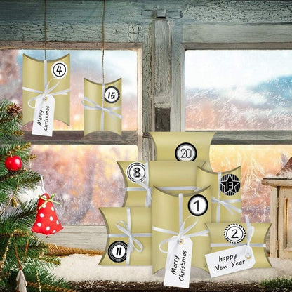 Adventskalender zum Befüllen 24 Boxen Zahlenaufkleber Weihnachten DIY