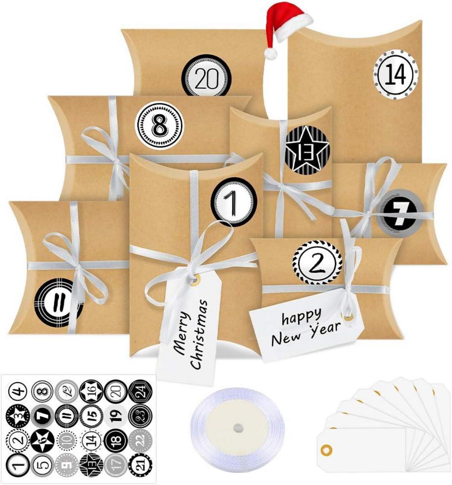 Adventskalender zum Basteln mit 24 Boxen und Aufklebern
