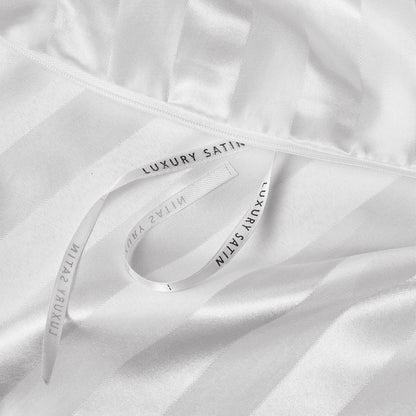 Damier Bettwäsche Set 220x240cm Weiß Satin Glanz 3-teilig