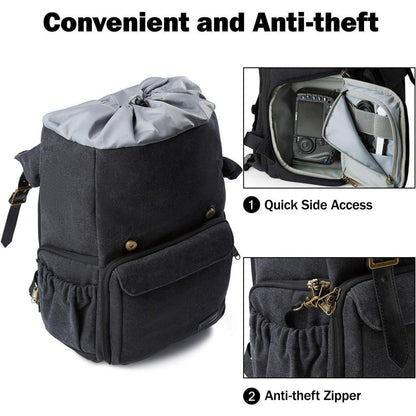 Fotorucksack DSLR Kamerarucksack Canvas Diebstahlsicher