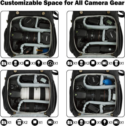 Fotorucksack Canvas Diebstahlsicher Wasserabweisend für DSLR 15 Zoll