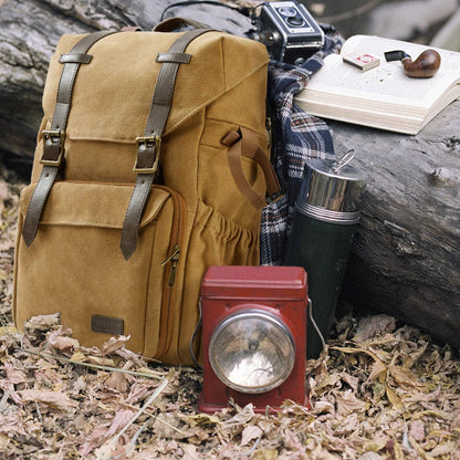 Fotorucksack wasserdicht mit Laptopfach und Regenschutz Khaki