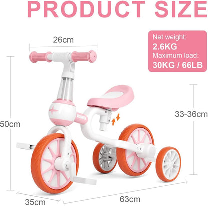 KORIMEFA 4 in 1 Laufrad Kinderdreirad Lauffahrrad ab 1 Jahr