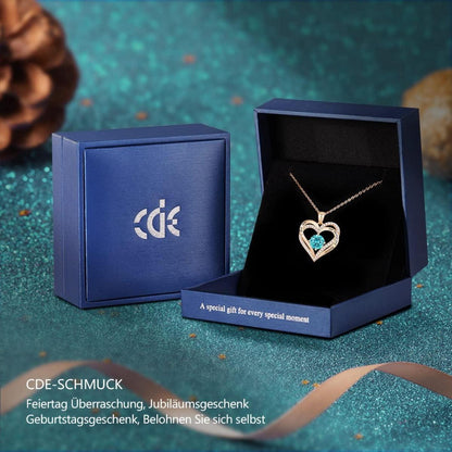 925 Sterling Silber Rosegold Herz Geburtsstein Halskette