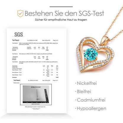 925 Sterling Silber Rosegold Herz Geburtsstein Halskette