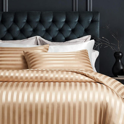 Damier Bettwäsche-Set 200x220cm Beige Satin Glanz 3-teilig