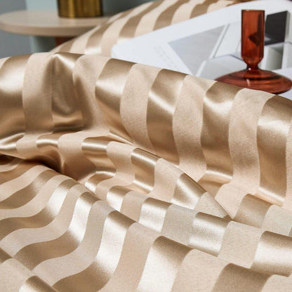 Damier Bettwäsche-Set 200x220cm Beige Satin Glanz 3-teilig
