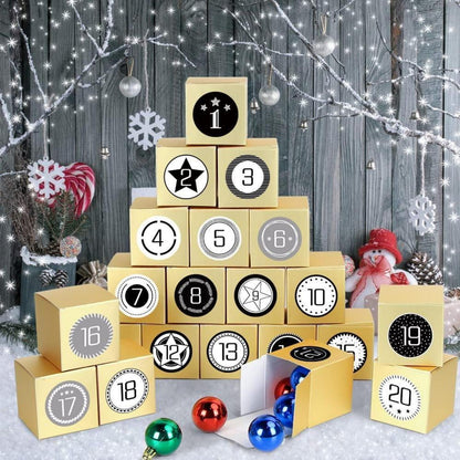 Adventskalender zum Befüllen, Weihnachten DIY Bastelset, 24