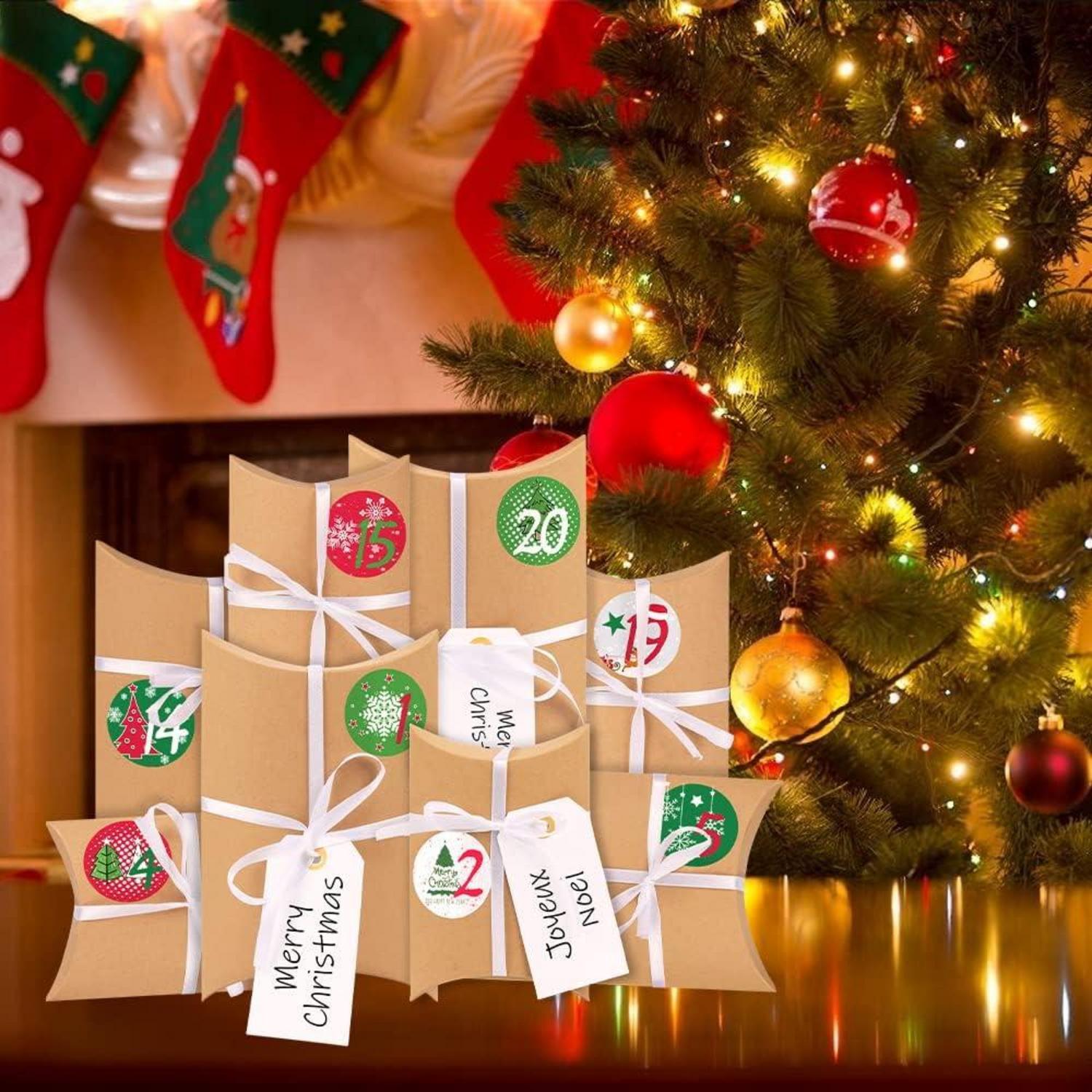 Adventskalender Boxen zum Befüllen DIY Weihnachtskalender 24 Zahlenaufkleber