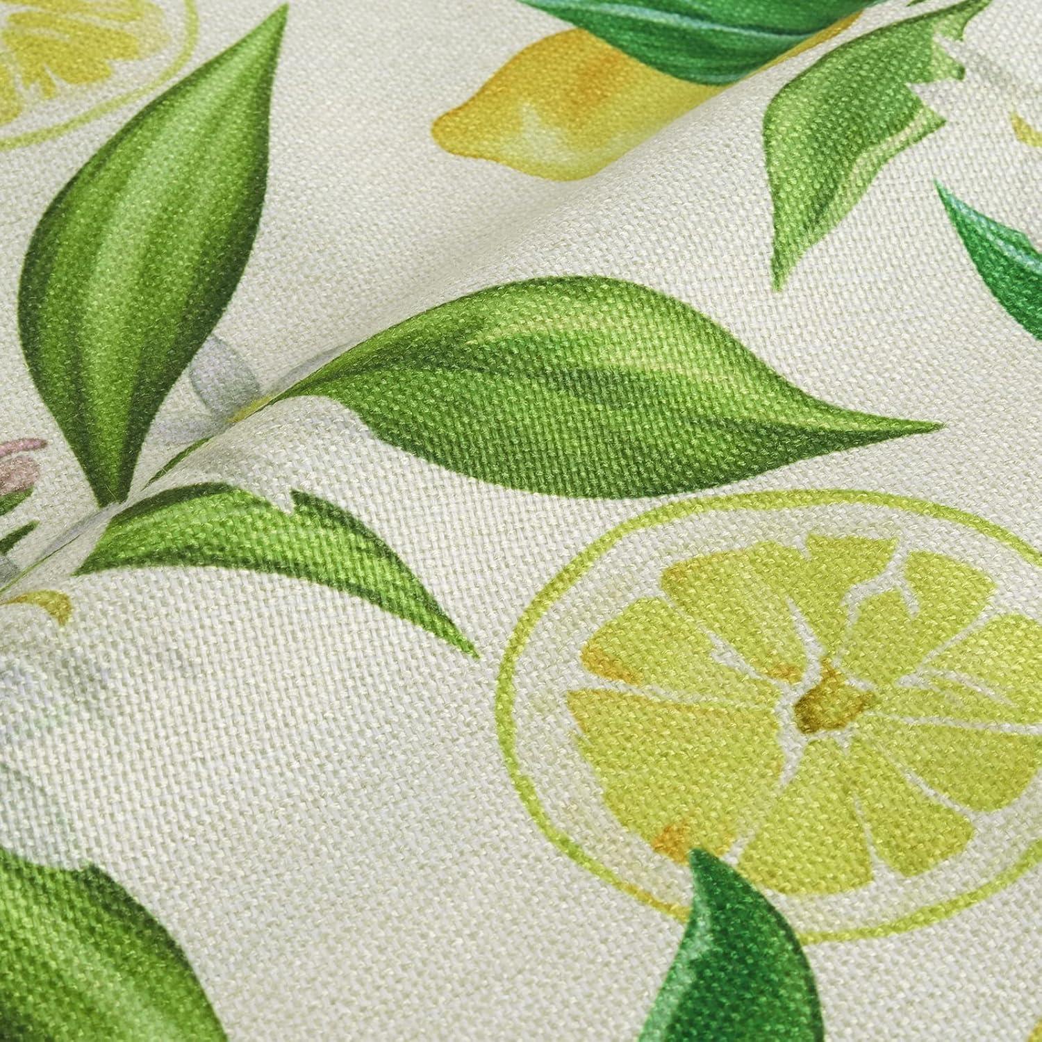 Bonhause Zitronen Kissenbezüge Set 45x45 cm Gelb Grüne Blätter Dekorative Polyester Leinen