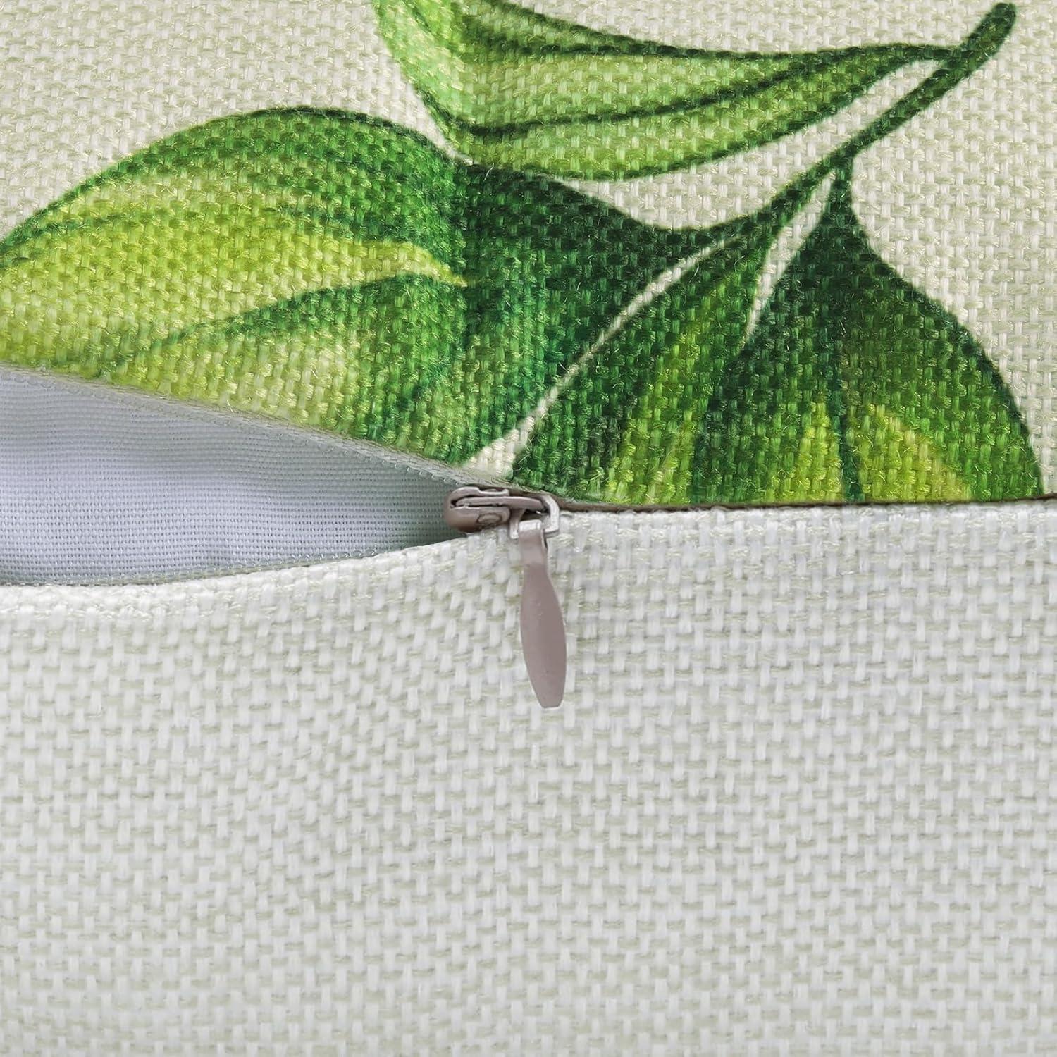 Bonhause 4er Set Zitrone Kissenbezüge 45x45cm Deko Gelb Grün