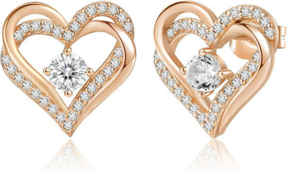 CDE Damen Ohrringe 925 Sterling Silber mit Herz Geburtsstein Zirkonia