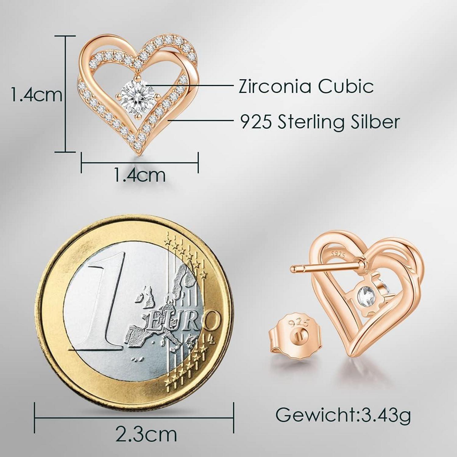CDE Damen Ohrringe 925 Sterling Silber mit Herz Geburtsstein Zirkonia